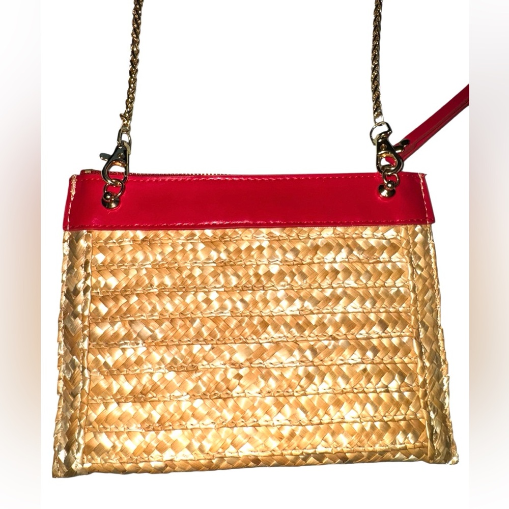 Miu Miu Red and Tan Woven Shoulder Crossbody Bag with Boxy Design GWP - Picture 5 of 7